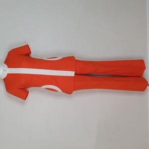 Vintage Orange and White Pantsuit
